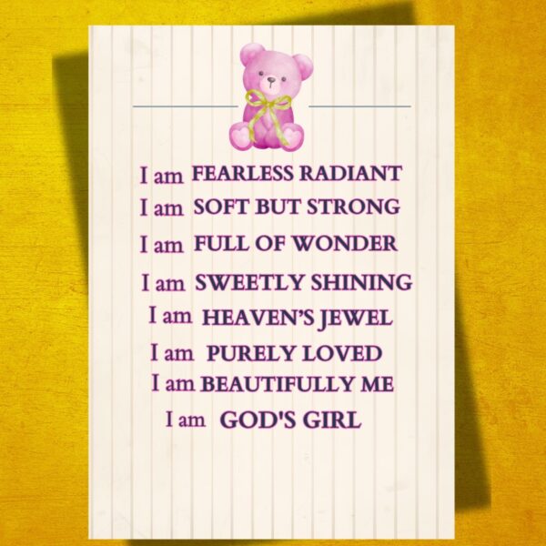 I Am Positive Affirmation Nursery Wall Art for Girls, Christian Nursery Print | Circus Nursery Room Decor | Vintage Style Nursery Wall Prints Girls