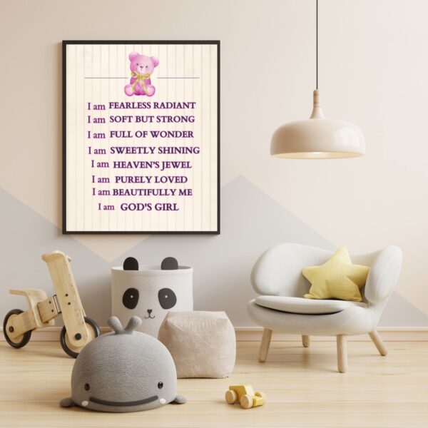 I Am Positive Affirmation Nursery Wall Art for Girls, Christian Nursery Print | Circus Nursery Room Decor | Vintage Style Nursery Wall Prints Girls