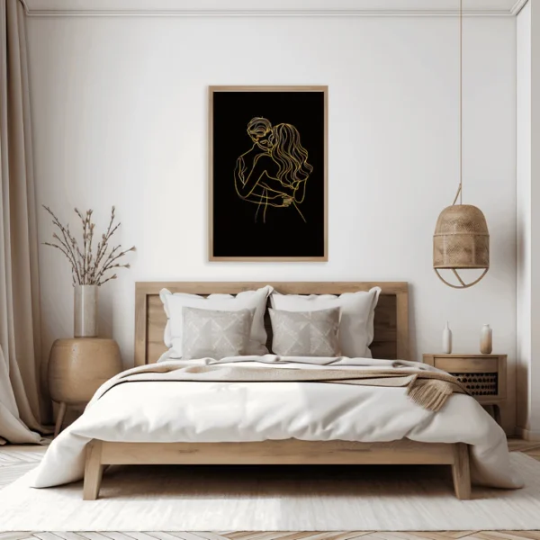 Abstract Couple One Line Art – Love Couple Wall Art, Modern Minimalist Home & Wedding Gift Print