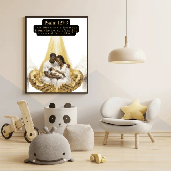 Christian Nursery Wall Art, Psalm 127:3 – Children Are a Gift from the Lord, Minimalist Baby Bible Quote  Art Print for Modern Nurseries