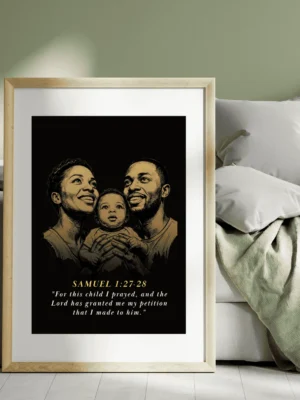 Bible Verse Wall Decor Nursery, For This Child We Have Prayed – 1 Samuel 1:27 Minimalist Christian Baby Room Digital Print
