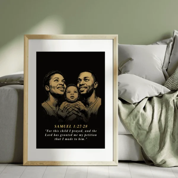 Bible Verse Wall Decor Nursery, For This Child We Have Prayed – 1 Samuel 1:27 Minimalist Christian Baby Room Digital Print