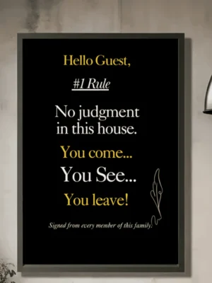 Family House Rule Wall Art for Christian Homes, Christian Living Room Decor, Digital Print – “This Family Don’t Play, We Pray, Don’t Test Us” Rule