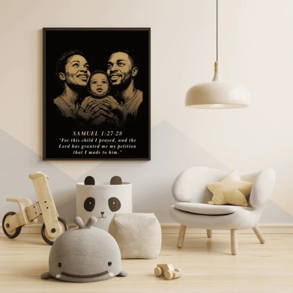 Bible Verse Wall Decor Nursery, For This Child We Have Prayed – 1 Samuel 1:27 Minimalist Christian Baby Room Digital Print