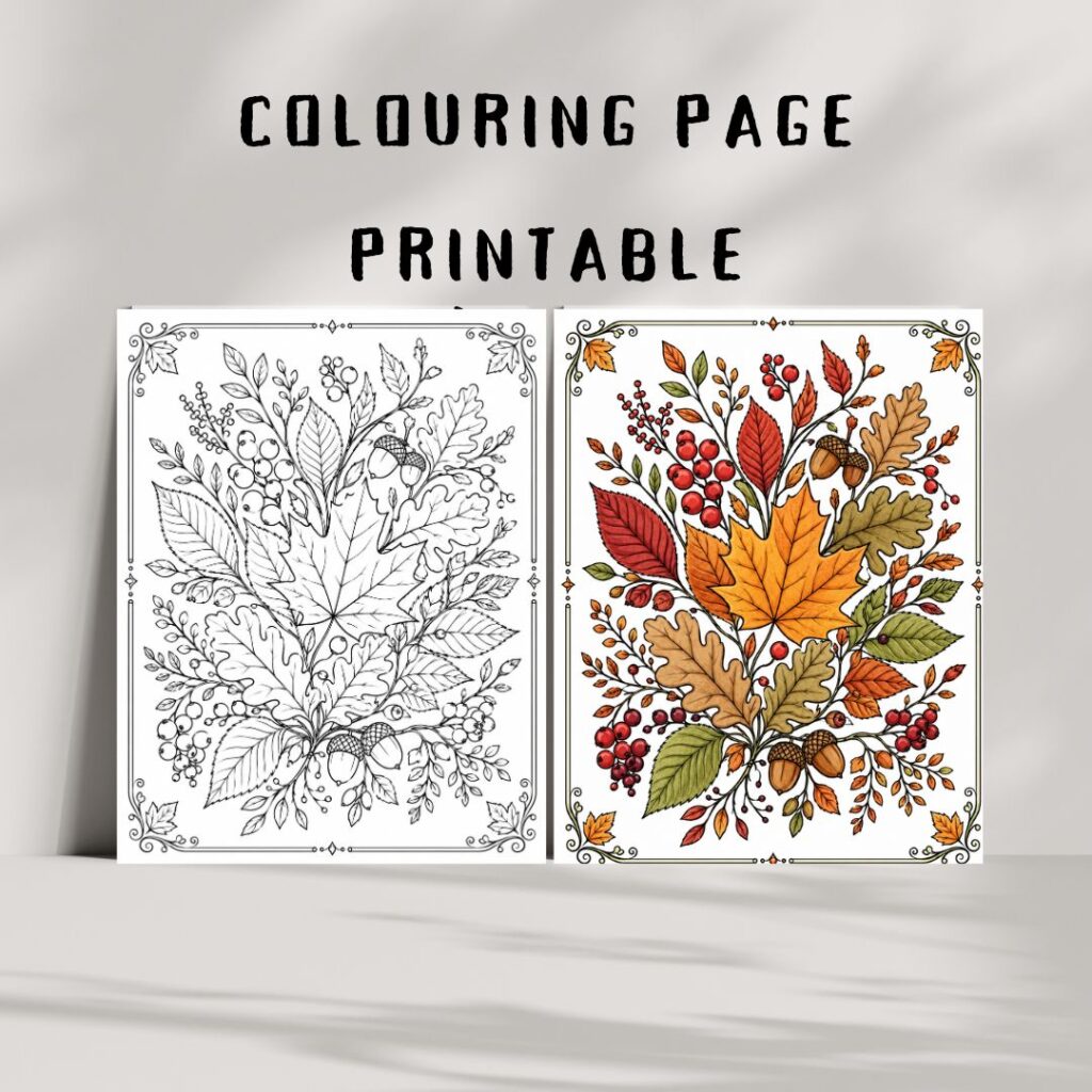Autumn Leaf Colouring Page Free Printable