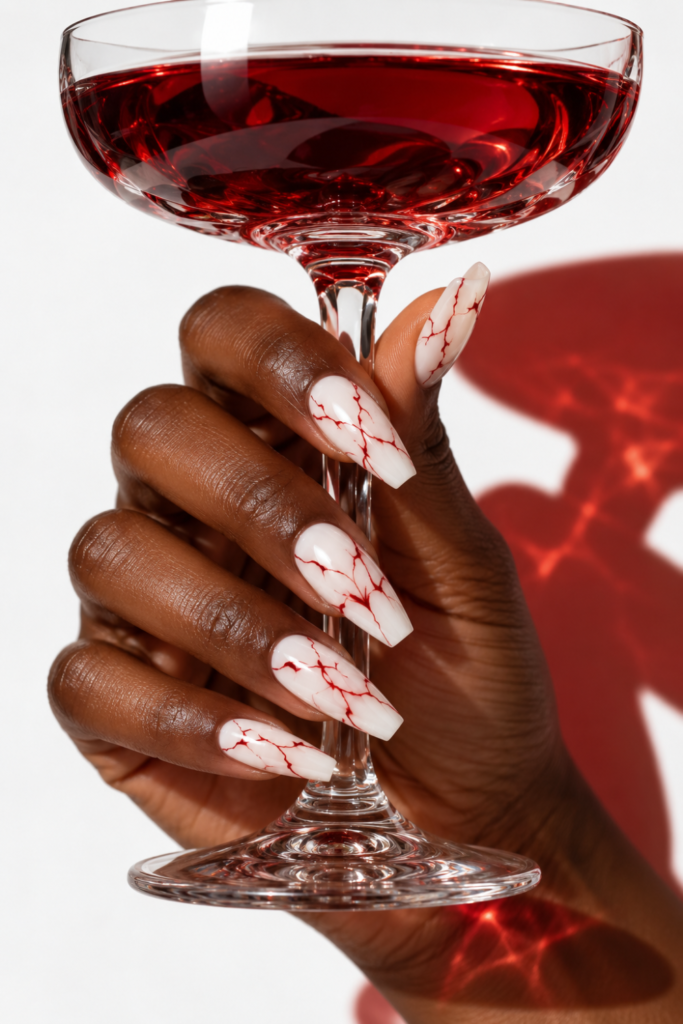 Red Vein Vampy Halloween Nails