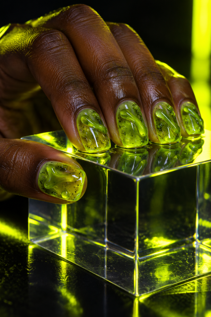 Toxic Green Slime Halloween Nails